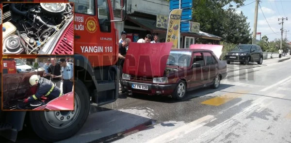 Otomobilde Çıkan Yangın Korkuttu