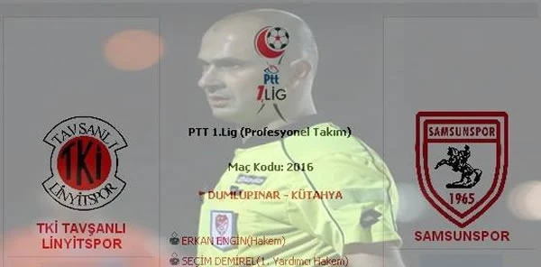 Erkan Engin Tki Tavşanlı Linyitspor - Samsunspor Karşılaşmasını Yönetecek