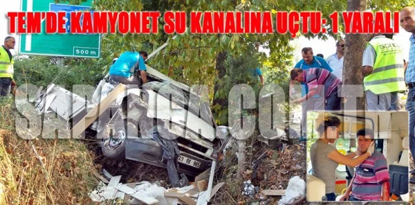 Sapanca Tem'de Kamyonet Su Kanalına Uçtu: 1 Yaralı