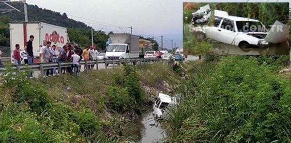 Sapanca Gölbaşı Mevkiinde Otomobil Su Kanalına Uçtu : 1 Yaralı