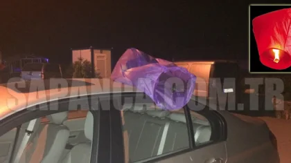 'Dilek Balonu' Otomobilin Üzerine Düştü