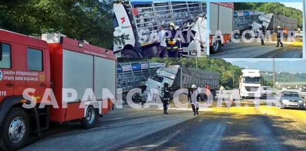 Tır, Emniyet Şeridinde Duran Tüp Yüklü Kamyona Çarptı 1 Yaralı