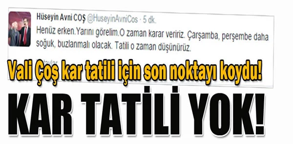 Vali Coş Kar Tatili için Son Noktayı Koydu