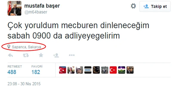 Aranan Hakim Mustafa Başer Sapanca'dan Tweet Attı
