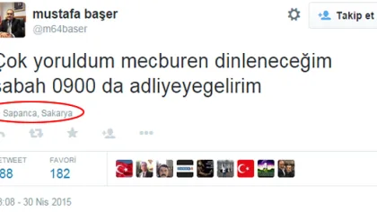 Aranan Hakim Mustafa Başer Sapanca'dan Tweet Attı