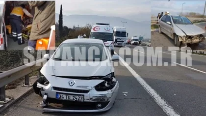 TEM Otoyolu Sapanca Geçişinde İki Otomobil Çarpıştı: 2 Yaralı