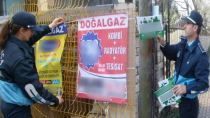 İzinsiz Asılan Tabelalar Sökülüyor