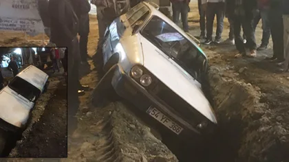Otomobil Kanala Düştü
