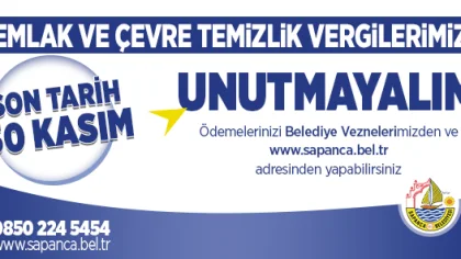 Emlak ve Çevre Temizlik Vergisinde Son Tarih 30 Kasım!