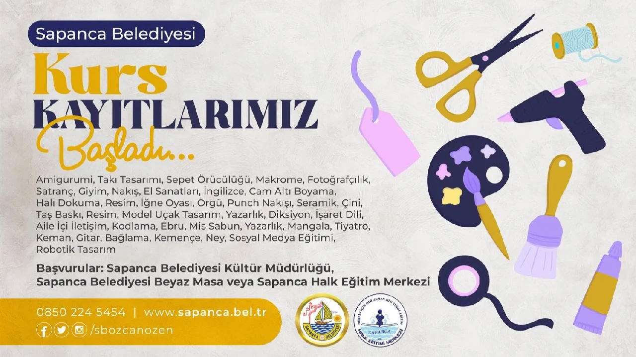 Sapanca Belediyesi Kültür-Sanat Kurslarına Kayıtlar Başladı