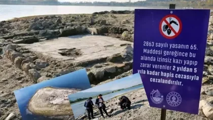 Sular Çekilince Tarihi Yapı Daha da Görünür Oldu