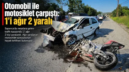 Otomobil ile Motosiklet Çarpıştı: 1'i Ağır 2 Yaralı