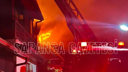 Sapanca'da Geceyi Alevler Aydınlattı