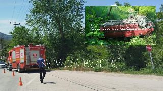 SAPANCA'DA OTOMOBİL ŞARAMPOLE UÇTU: 2 YARALI